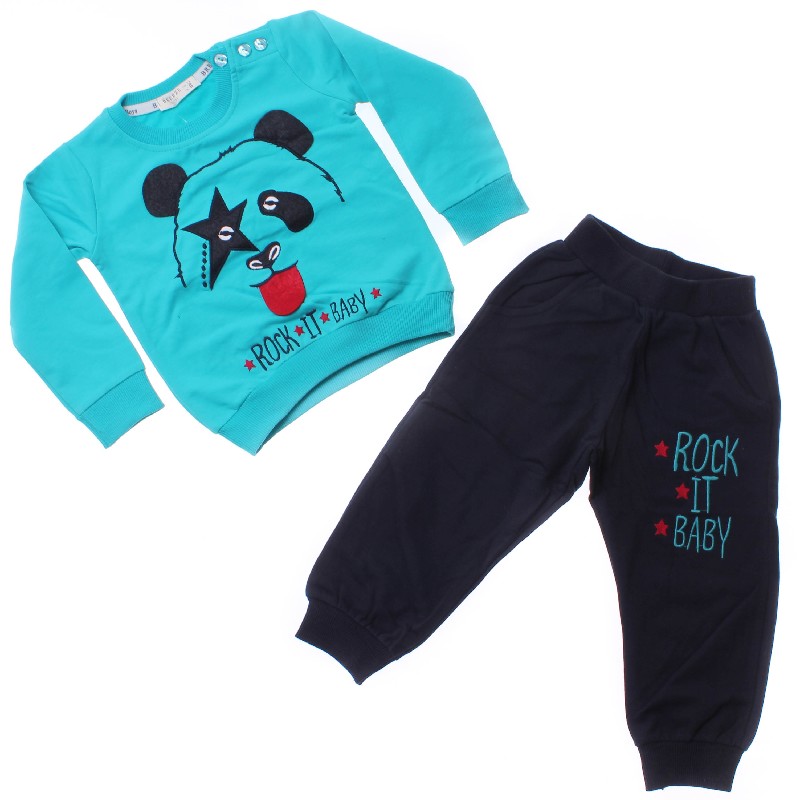 

Футболка с длинным рукавом + Брюки для мальчика BREEZE 13546 110 см бирюзовый/т-синий (302092)