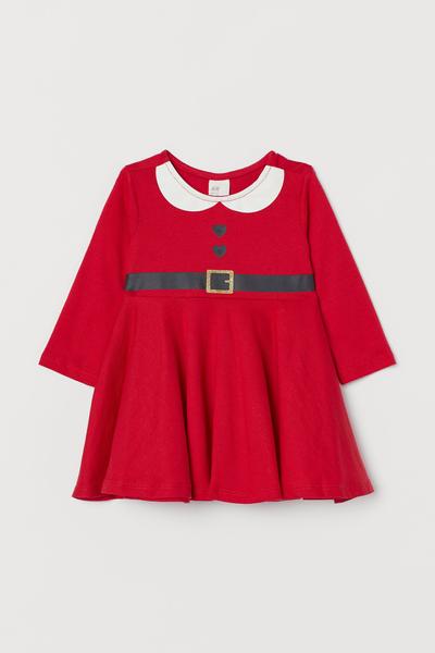 

Платье из хлопкового трикотажа H&M 80 (80/48) Красный/Санта-Клаус
