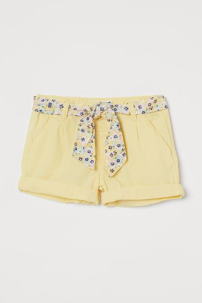 

Хлопковые шорты с поясом H&M 110 (110/53) Светло-желтый