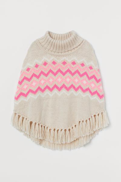 

Вязаное пончо с воротом H&M 134/152 (53/55) Бежевый/Розовый