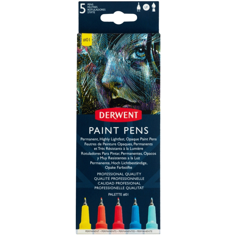 

Ручки цветные Derwent PAINT Pen PALETTE №1 набор 5шт (5028252594844)