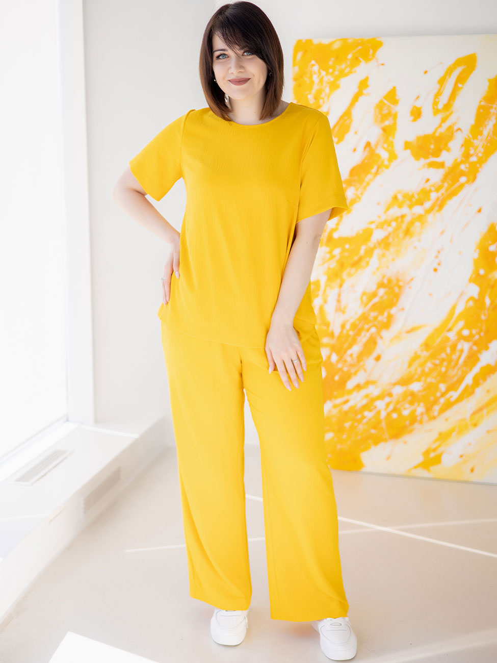 

Стильный брючный костюм size+ Желтый 3 XL Vikamoda 3237