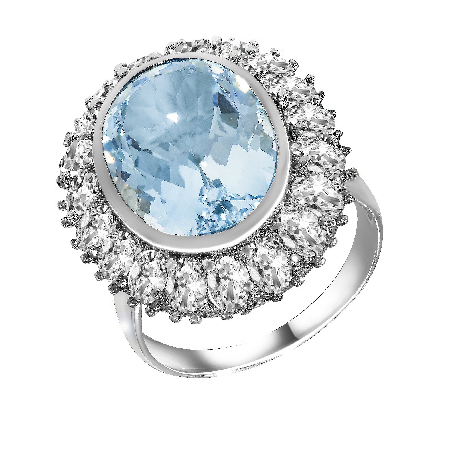 

Кольцо из серебра с топазом и куб. циркониями 1709001, размер 18