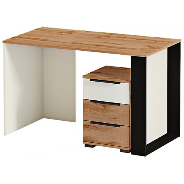 

Письменный стол в детскую, кабинет из ДСП Оксфорд СК-253 белый с черным/дуб золотой цвет Комфорт Мебель