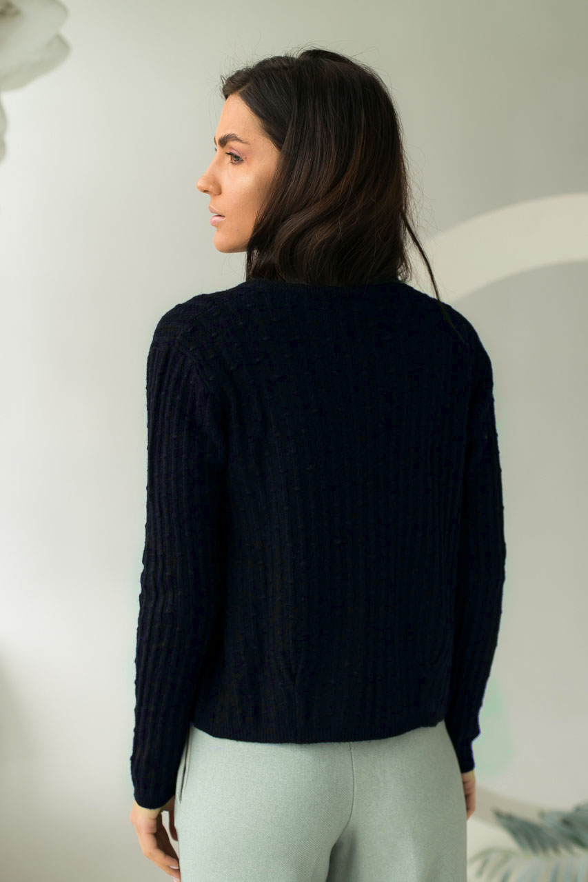 

Короткий кардиган со стильным узором P-M - темно-синий цвет, XL/XXL (9439)
