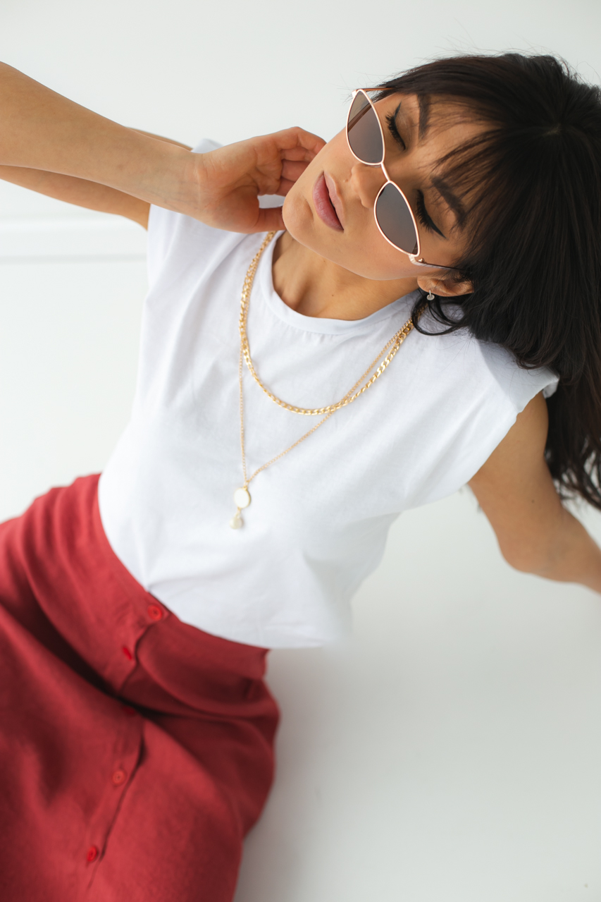 

Однотонная футболка с съемными цепочками Delvinss - белый цвет, L (1759)