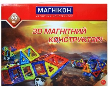 

3D магнитный конструктор, 66 деталей - Магникон MK-66 (20-341995)