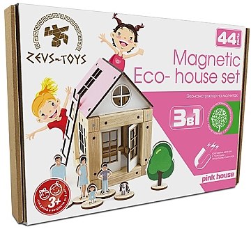 

Экоконструктор на магнитах "Pink House", 44 детали - Zevs-toys (20-706206)