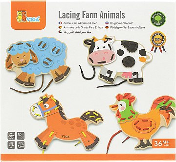 

Шнуровка "Ферма", 4 фигурки - Viga Toys (20-562737)