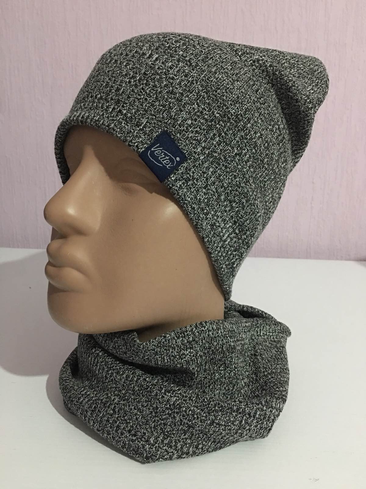 

Комплект (шапка + хомут) двойная 55-60 см Vertex Темный-меланж 535