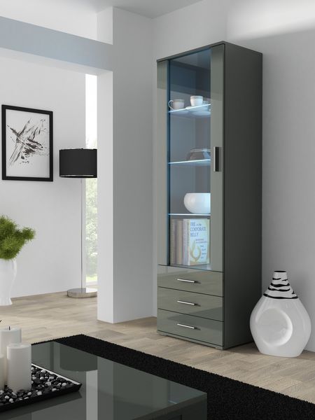 

Витрина в спальню высокая CAMA SOHO S1 Серый мат/Серый глянец с подсветкой Польша