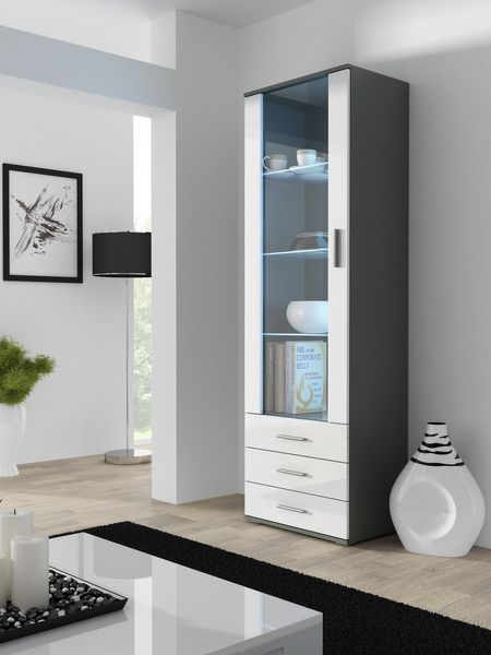 

Витрина для зала высокая CAMA SOHO S1 Серый мат/Белый глянец с подсветкой Польша