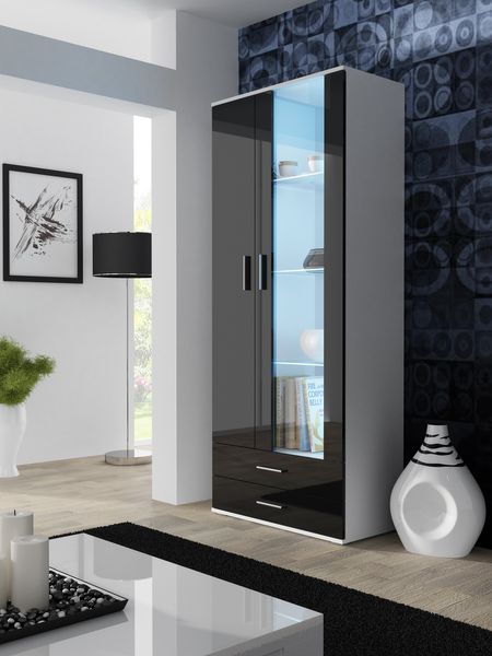 

Стеклянная витрина CAMA SOHO S6 2D2S Белый мат/Черный глянец с подсветкой Польша