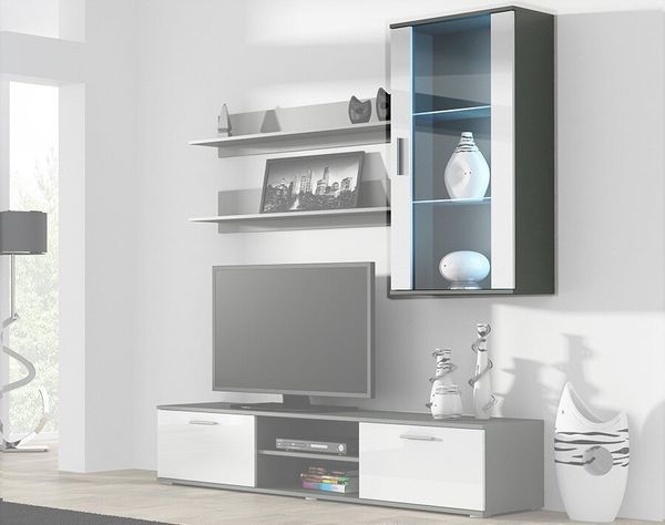 

Витрина в зал навесная CAMA SOHO Серый мат/Белый глянец с подсветкой Польша