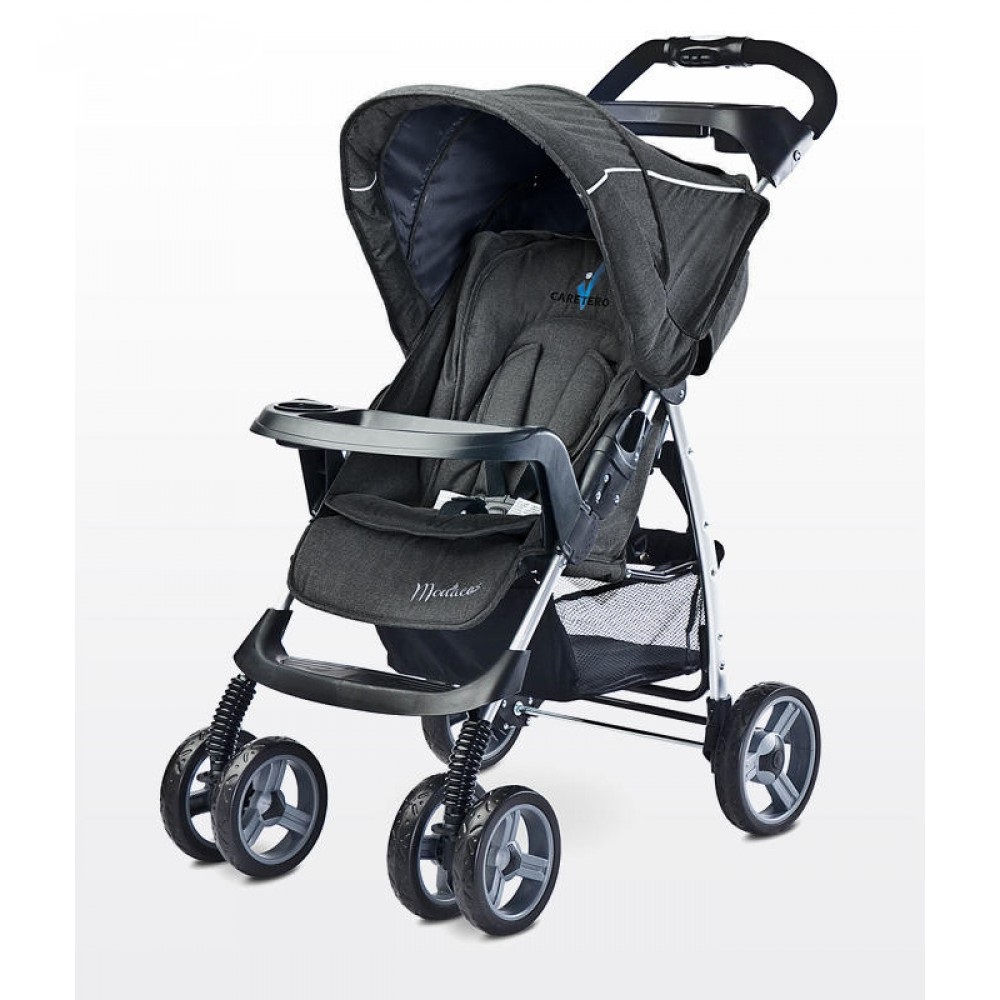 

Коляска прогулочная Caretero Monaco Black с дождевиком и защитным бампером + чехол на ножки