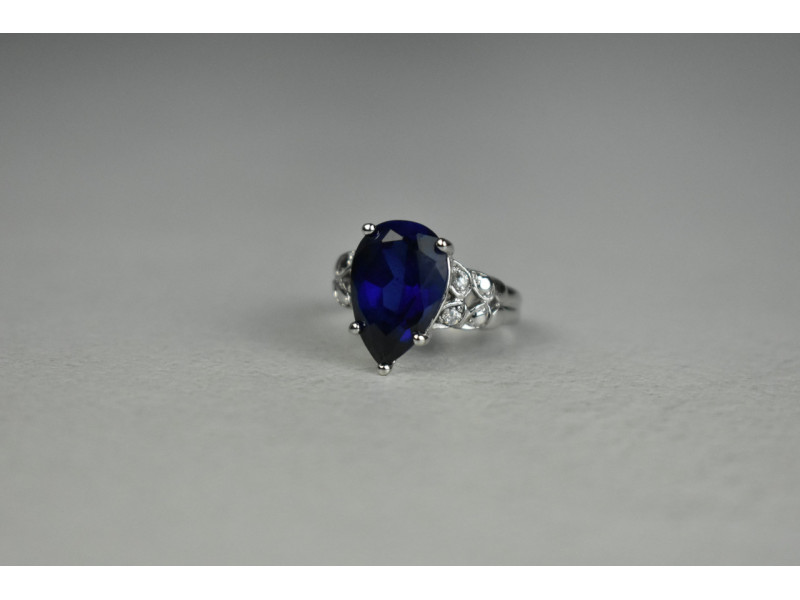 

Серебряное Кольцо 925 пробы с Сапфиром и Фианитами Натуральный Sky Jewelry 001731