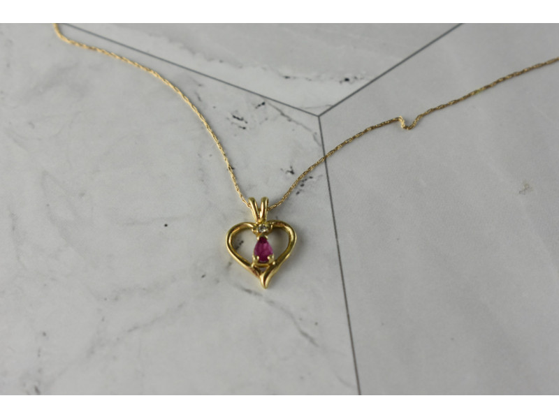 

Золотая цепочка с кулоном Рубин и Бриллиант 10К (417 проба) Sky Jewelry 001565