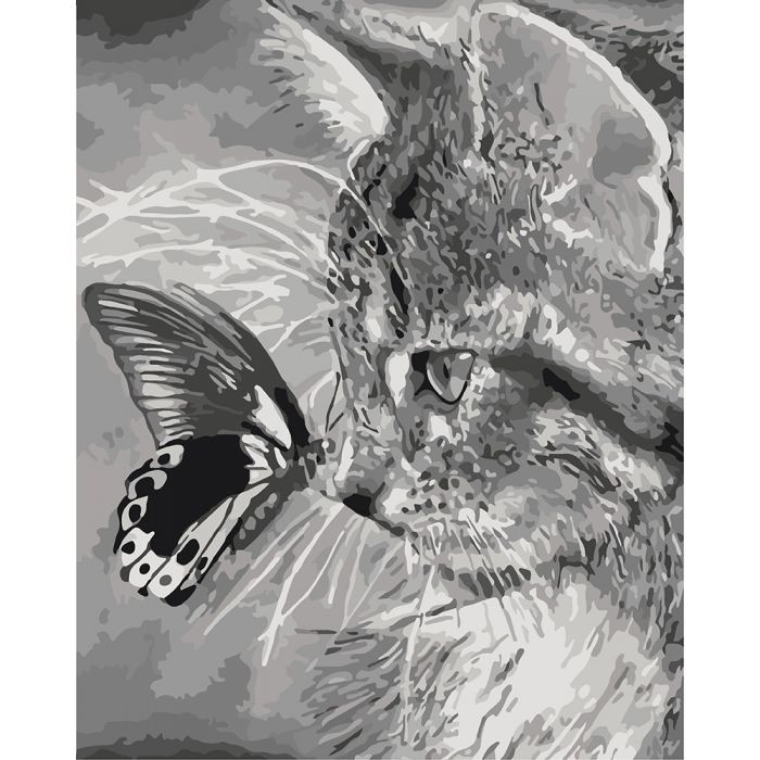 

Картина для рисования по номерам Идейка "Котёнок и бабочка" 40*50 см KHO2499RY