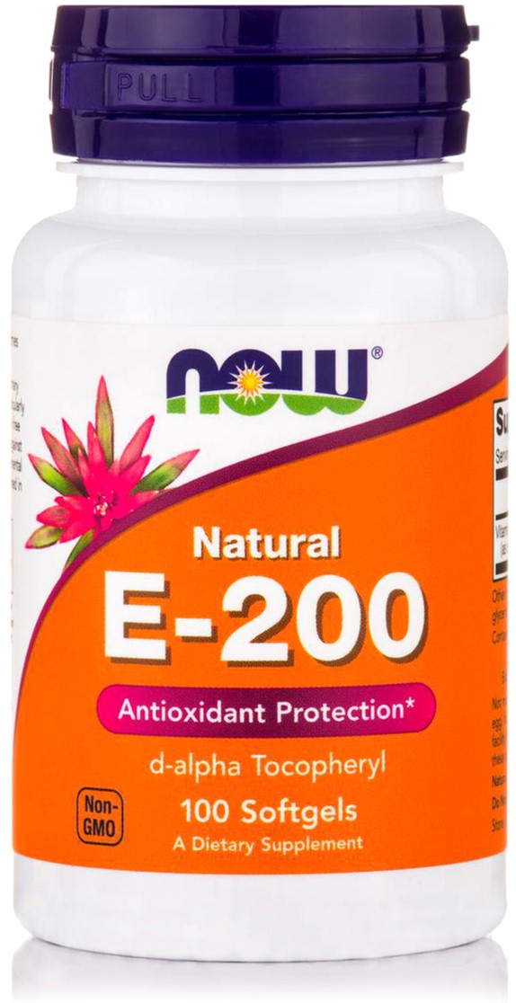 

Витамин E, Е-200, Now Foods 100 желатиновых капсул (733739008251)