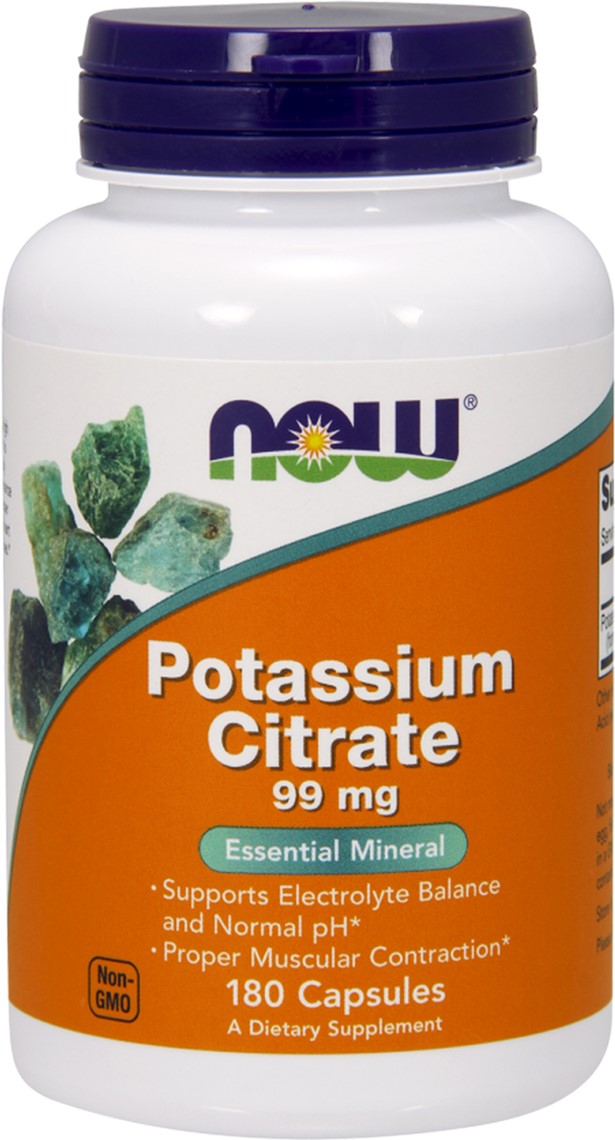 

Калий Цитрат 99 мг, Now Foods 180 гелевых капсул (733739014481)