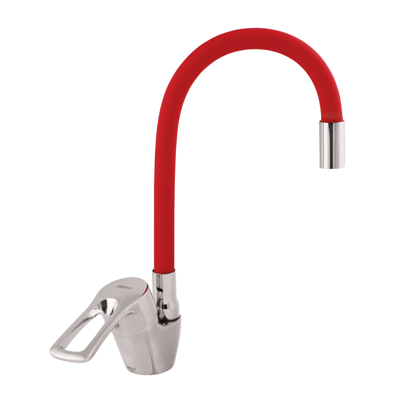 

Смеситель для раковины ZERIX YUB 181 с красным гибким изливом