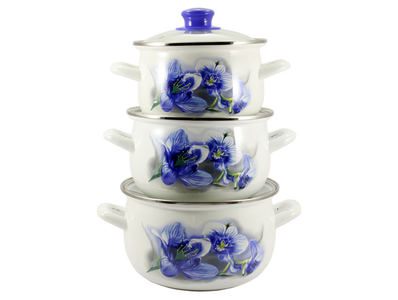 

Набор кастрюль эмалированных Zauberg Blue орхидея (10L)