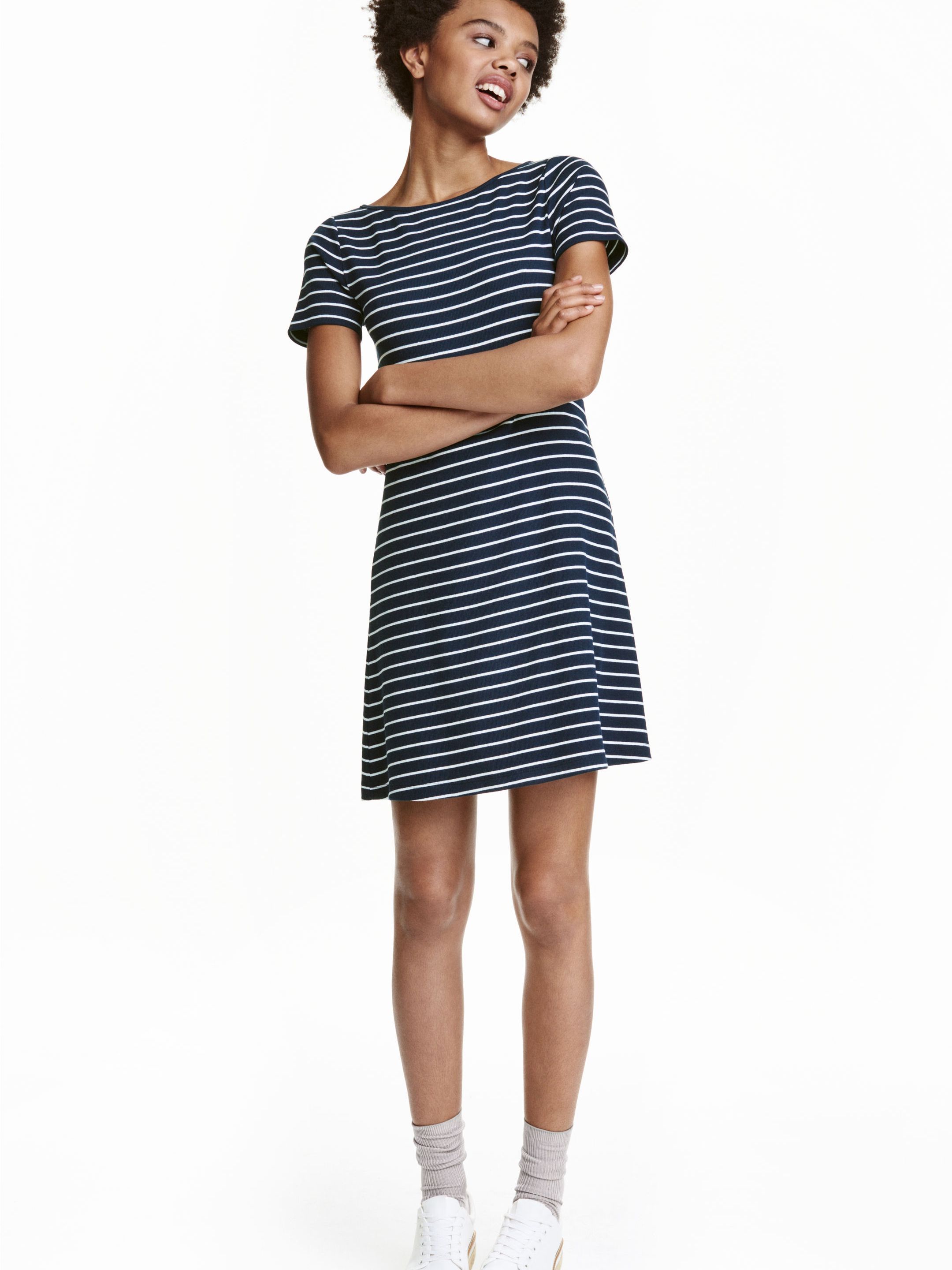 

Платье H&M 4377354-ACSK S Темно-синее с белым