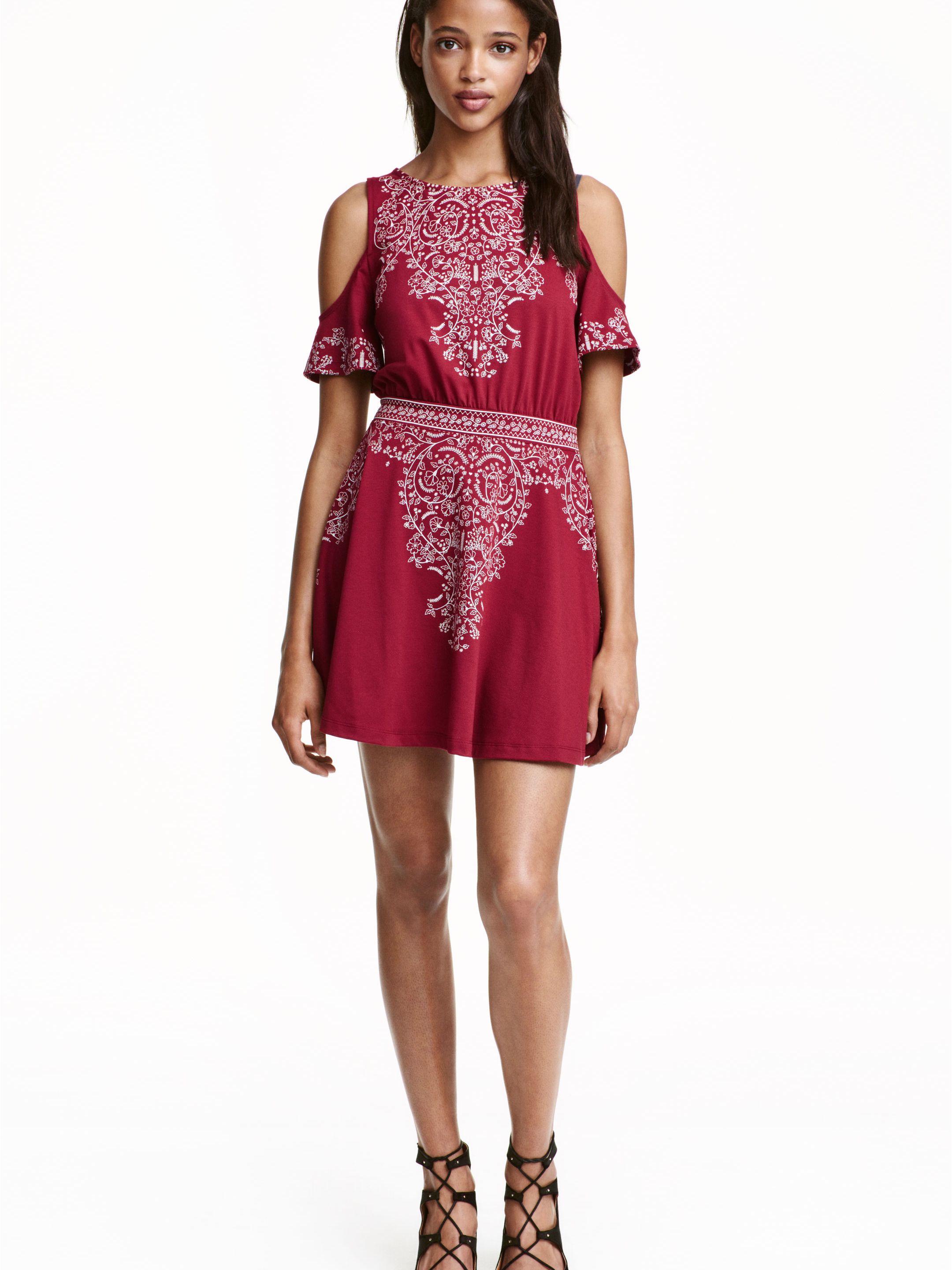 

Платье H&M 4097354-ABAB 38 Бордовое с белым