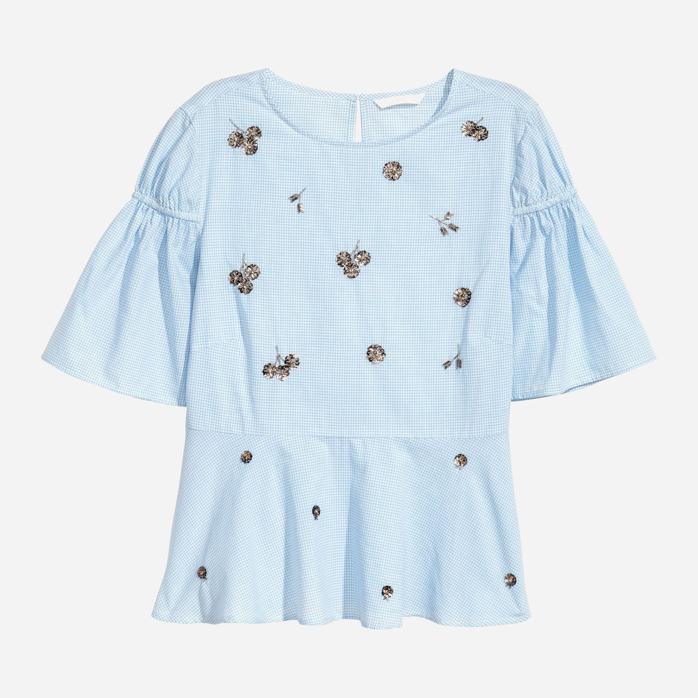 

Блузка H&M 5943486-ABKR 40 Белая с голубым