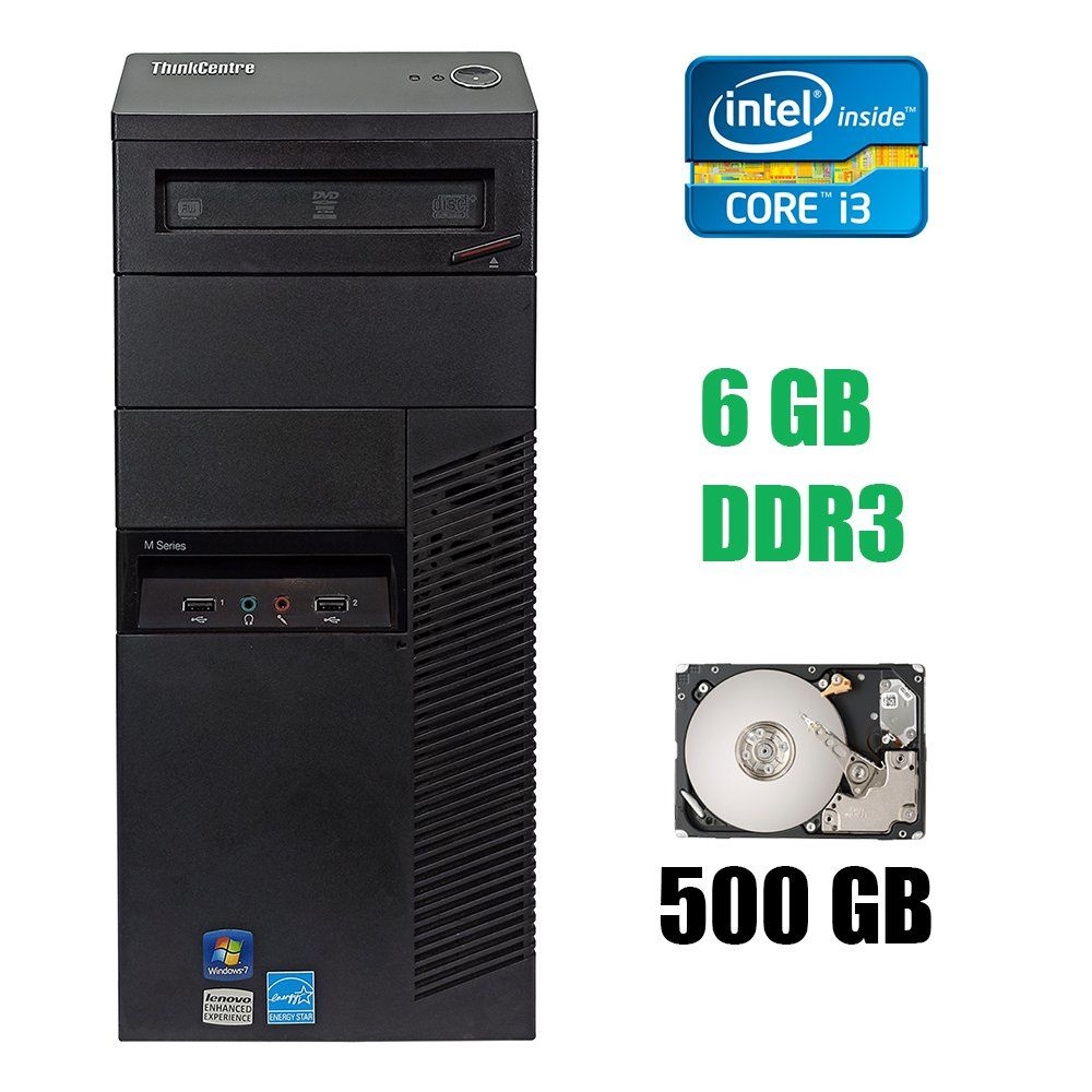 

Б/у Lenovo Think Centre M90 Tower / Intel Core i3-540 (2(4) ядра по 3.06 GHz) / 6 GB DDR3 / 500 GB HDD