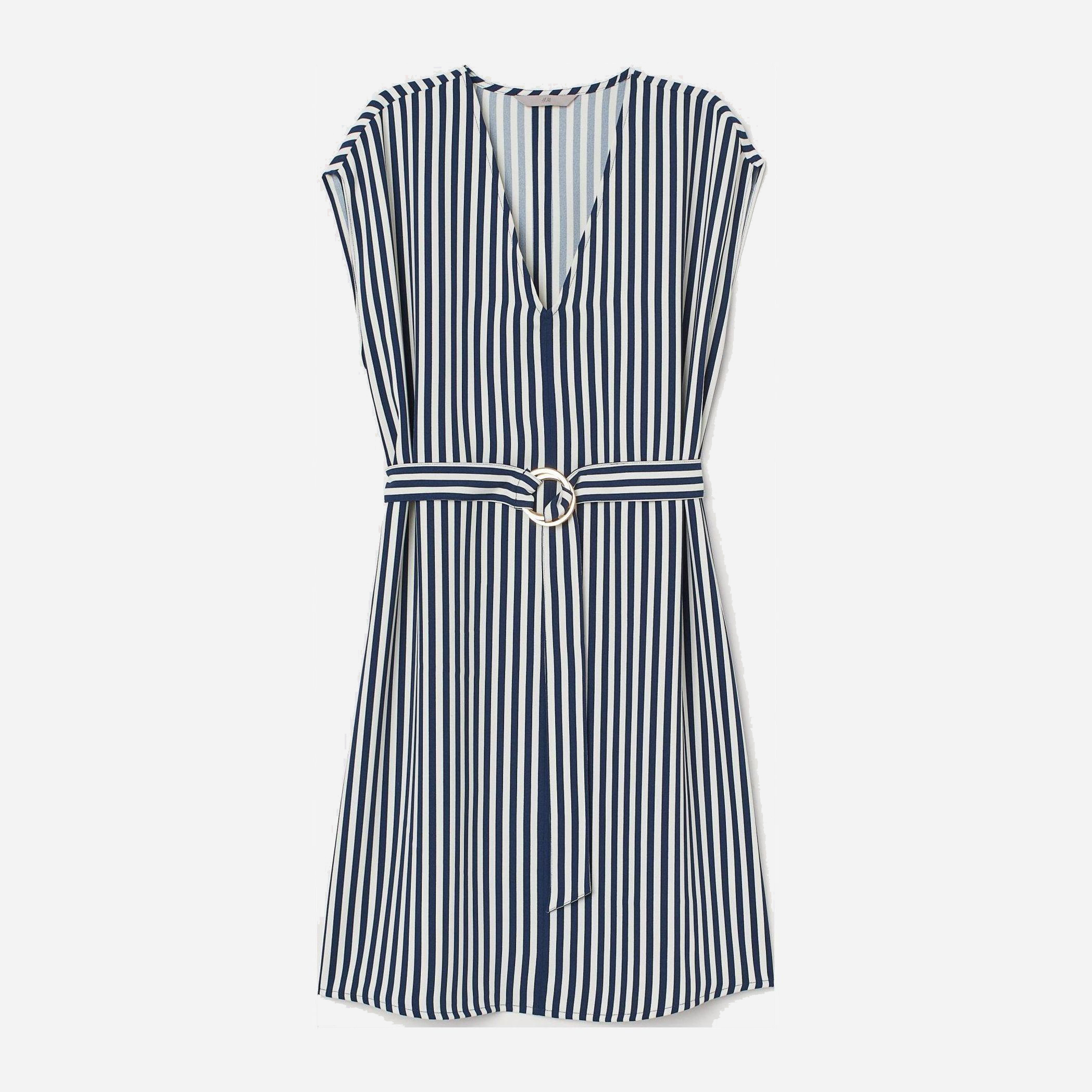 

Платье H&M 7664390-AAPG 32 Белое с темно-синим