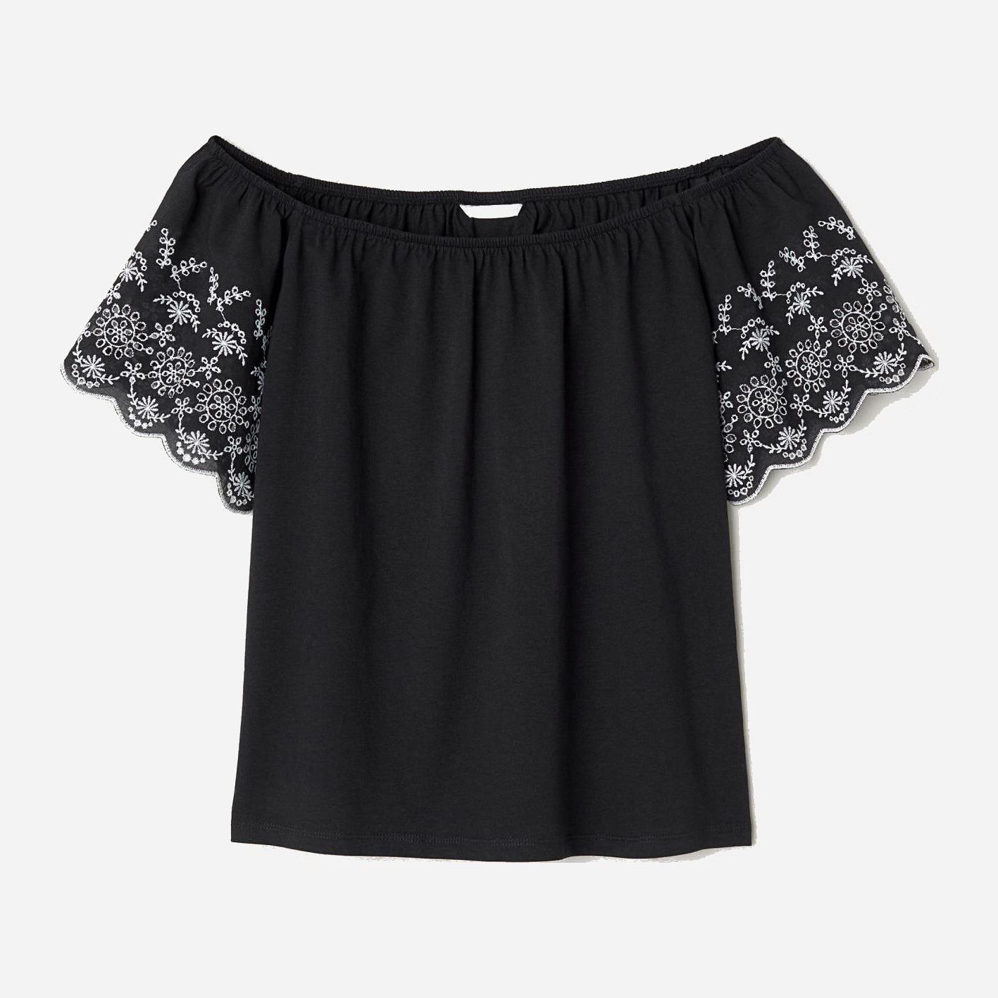 

Топ H&M 6134657-ABOU S Черный с белым
