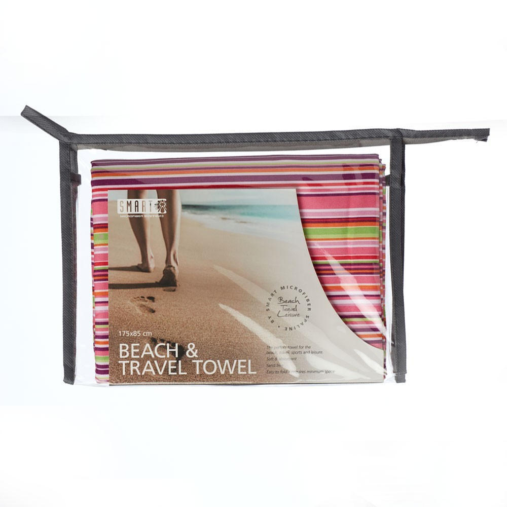 

Полотенце из микрофибры высокой плотности красное в полоску Smart Microfiber System Полотенце пляжное 180см х 87см