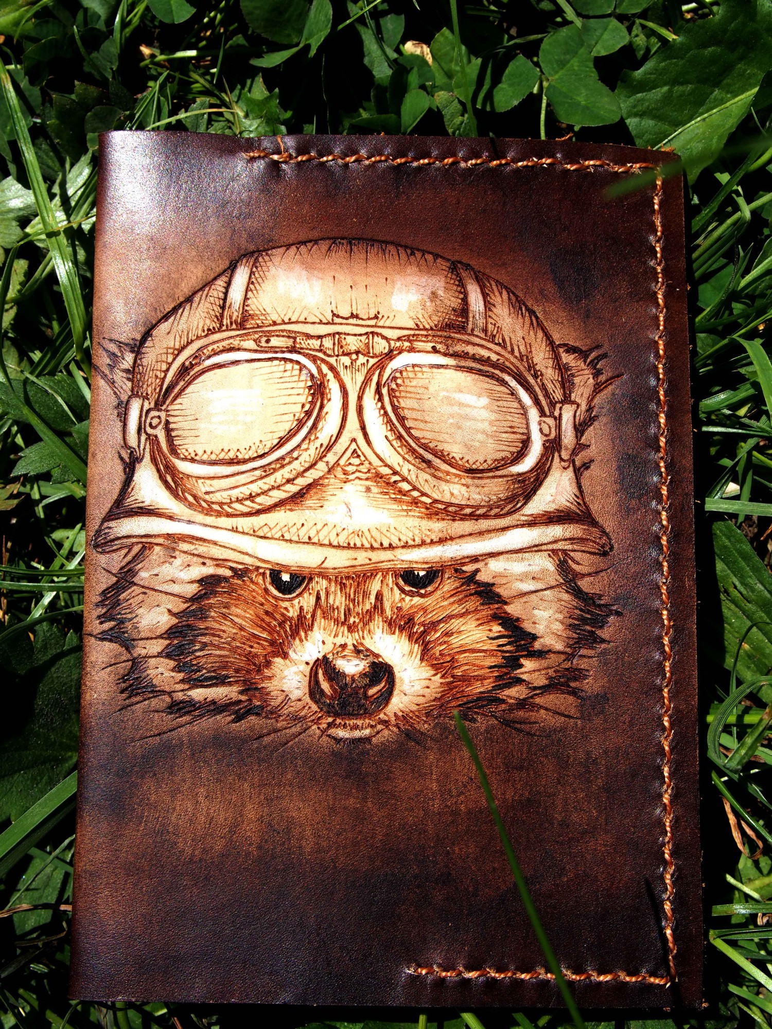 

Кожаная обложка для паспорта Smyrnov Leather енот коричневый (Сobl24)