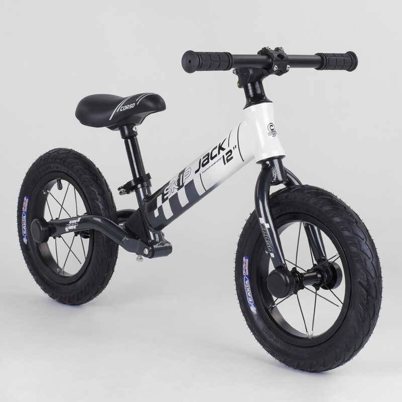 

Беговел детский Corso "Skip Jack" 11057 12" алюминиевая рама и амортизатор ЧЕРНО-БЕЛЫЙ