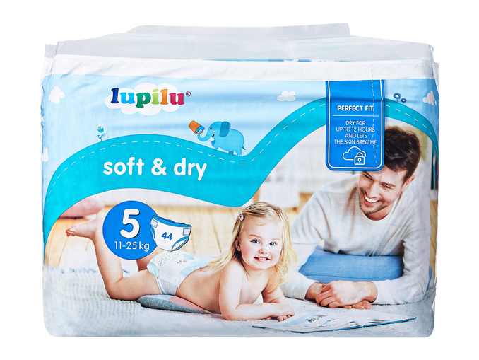 

Подгузники Lupilu Soft and Dry 5 размер 11-25 кг Box 2уп*44шт