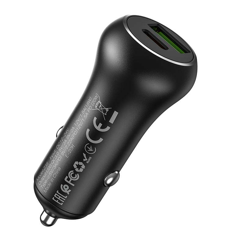 Автомобильная зарядка HOCO Z38 Resolute PDout/USB/38W/QC3.0/PD20W Black ...