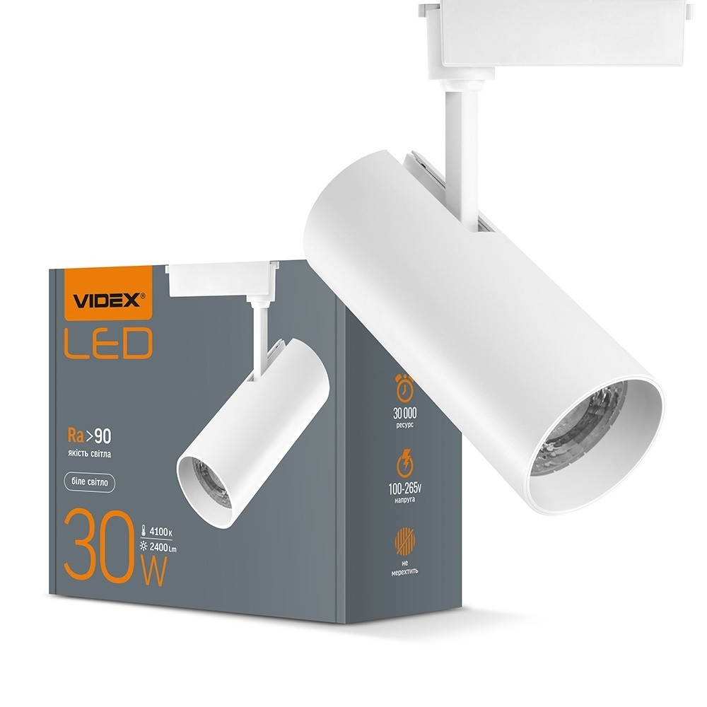 

LED светильник трековый VIDEX 30W 4100K белый (VL-TR04-304W)