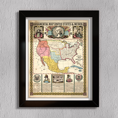 

Принт на стекле Artel «Орнаментальная карта США и Мексики 1846 г.» 46 x 36см