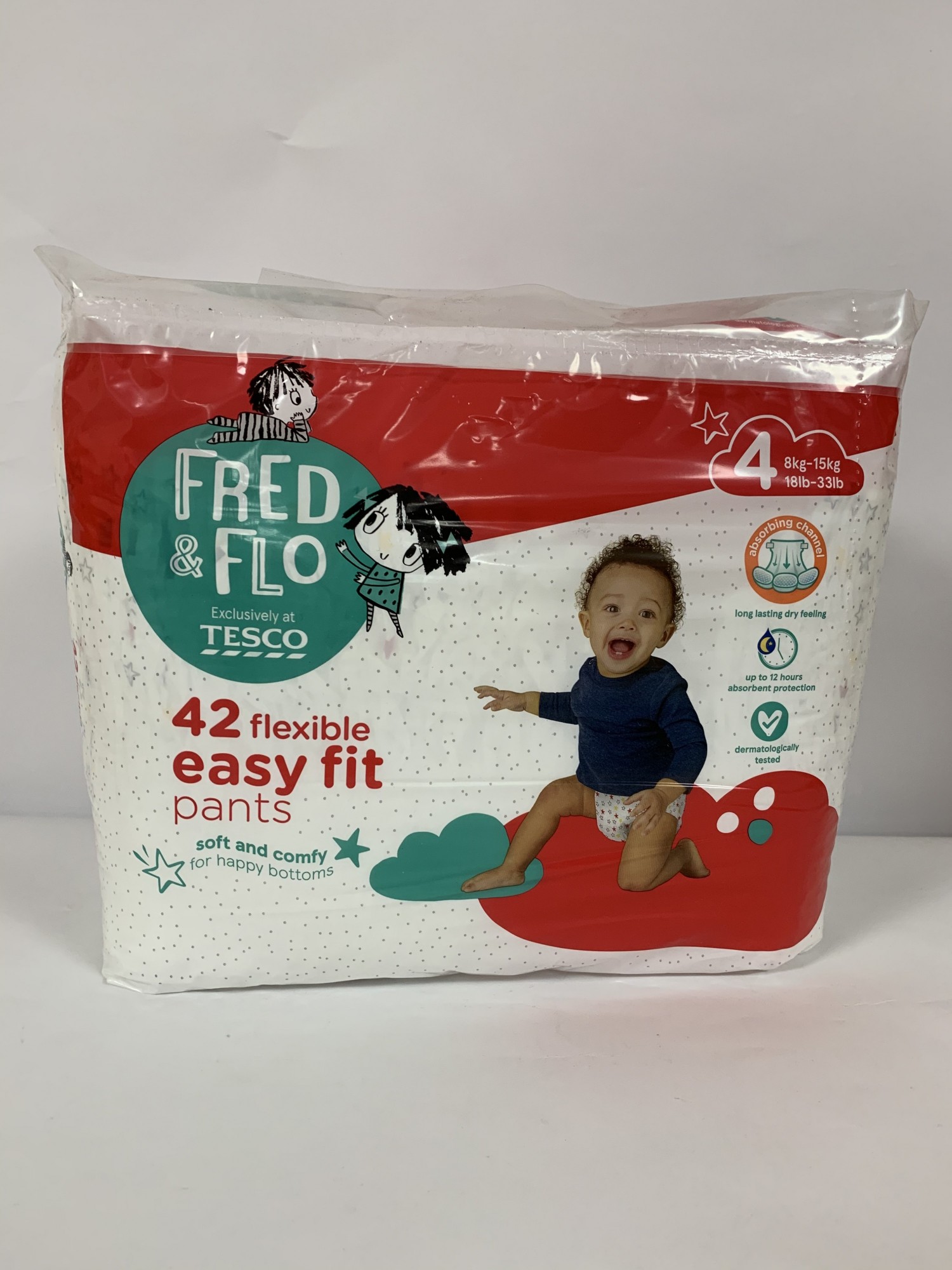 

Підгузники-трусики 4 розміру Fred&Flo (Tesco) 8-15 кг. 42 шт.