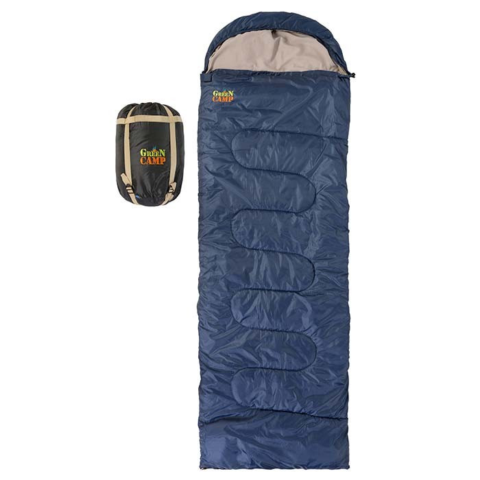

Спальный мешок (спальник) GREEN CAMP 450ГР/М2 (синий) 210х75 см.