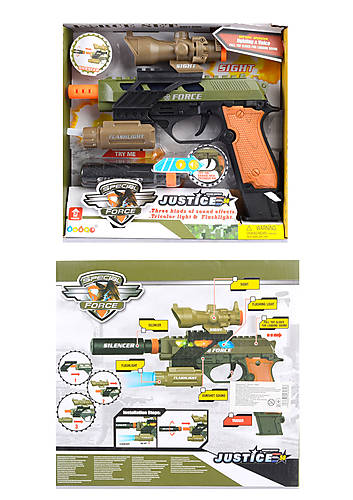

Игрушечный пистолет в наборе с фонариком, со звуком Ao Xie Toys (34590)