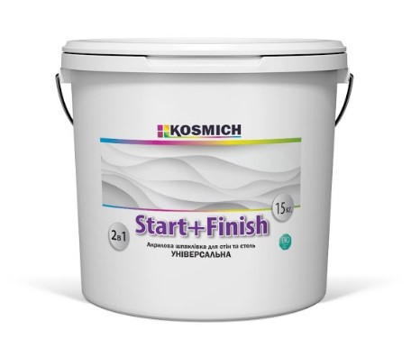

Акриловая шпаклевка для стен и потолков универсальная KOSMICH Start + Finish (15 кг)