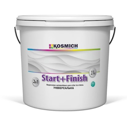 

Акриловая шпаклевка для стен и потолков универсальная KOSMICH Start + Finish (27 кг)