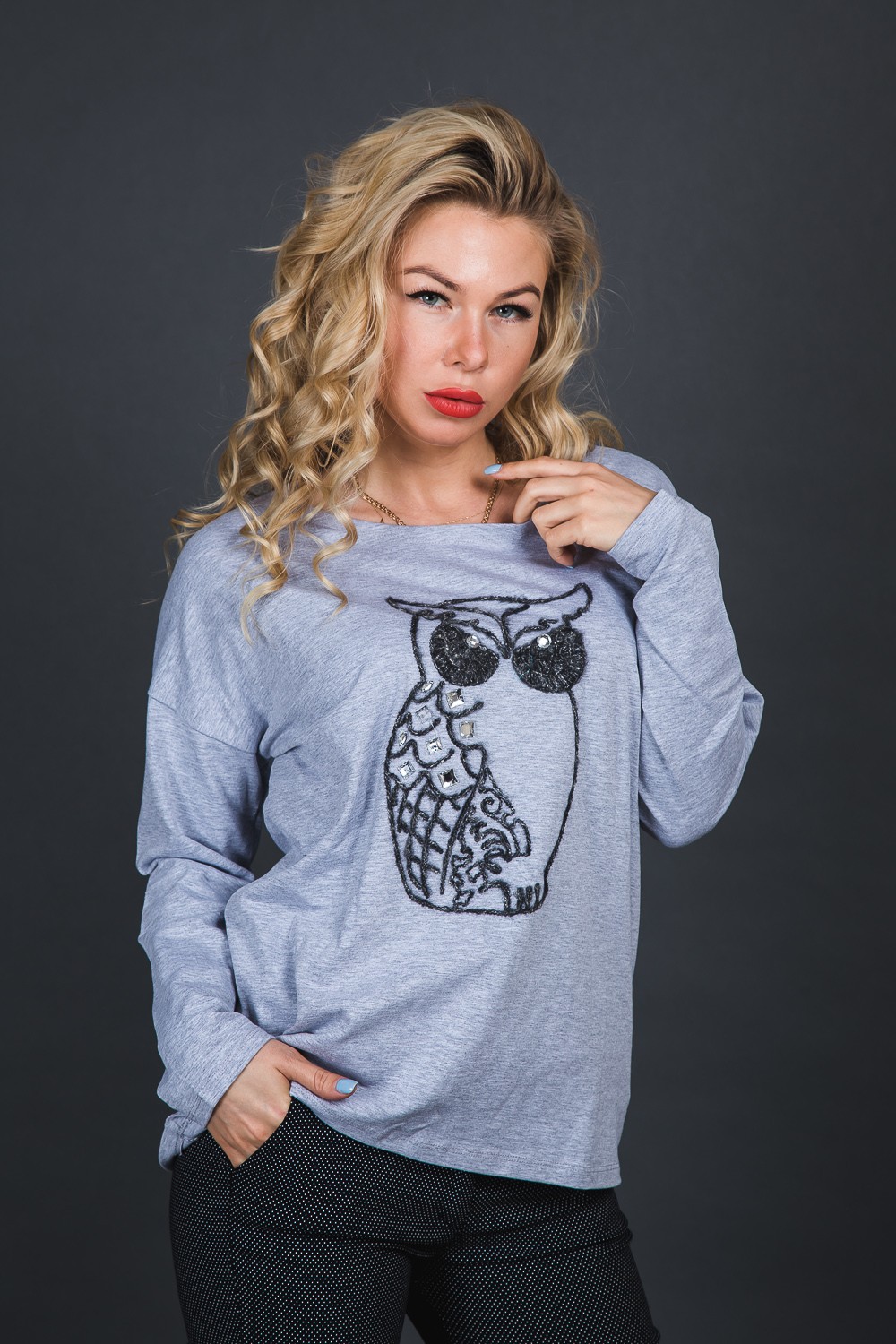 

Футболка 3/4 рукав F.MODA - темно-серый цвет, S/M (816)