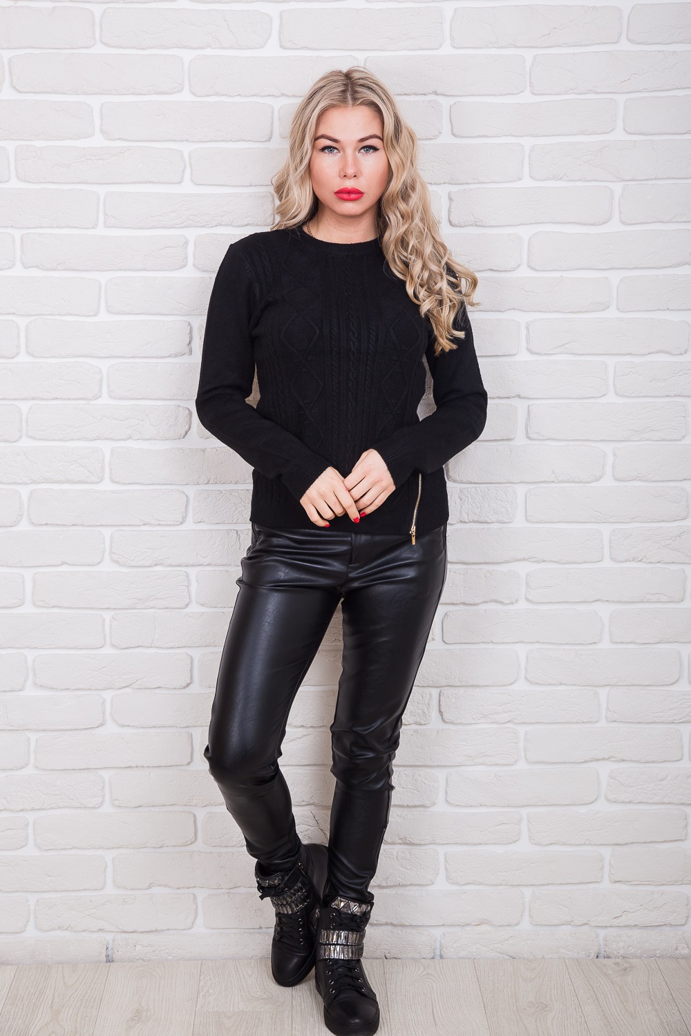 

Женская кофта с золотой молнией EVIS - черный цвет, L/XL (7051)