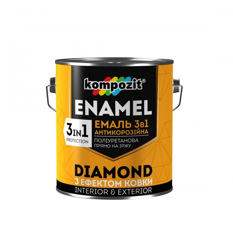 

Эмаль антикоррозионная Kompozit 3 в 1 DIAMOND серебристый 0,65 л