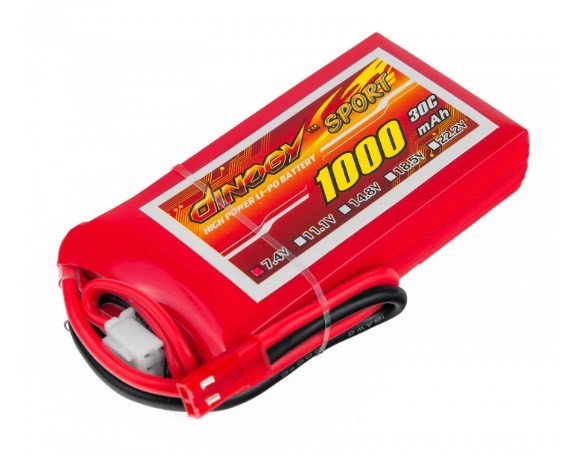 

Аккумулятор Dinogy Li-Pol 1000mAh 7.4V 2S 30C 14x35x68мм JST