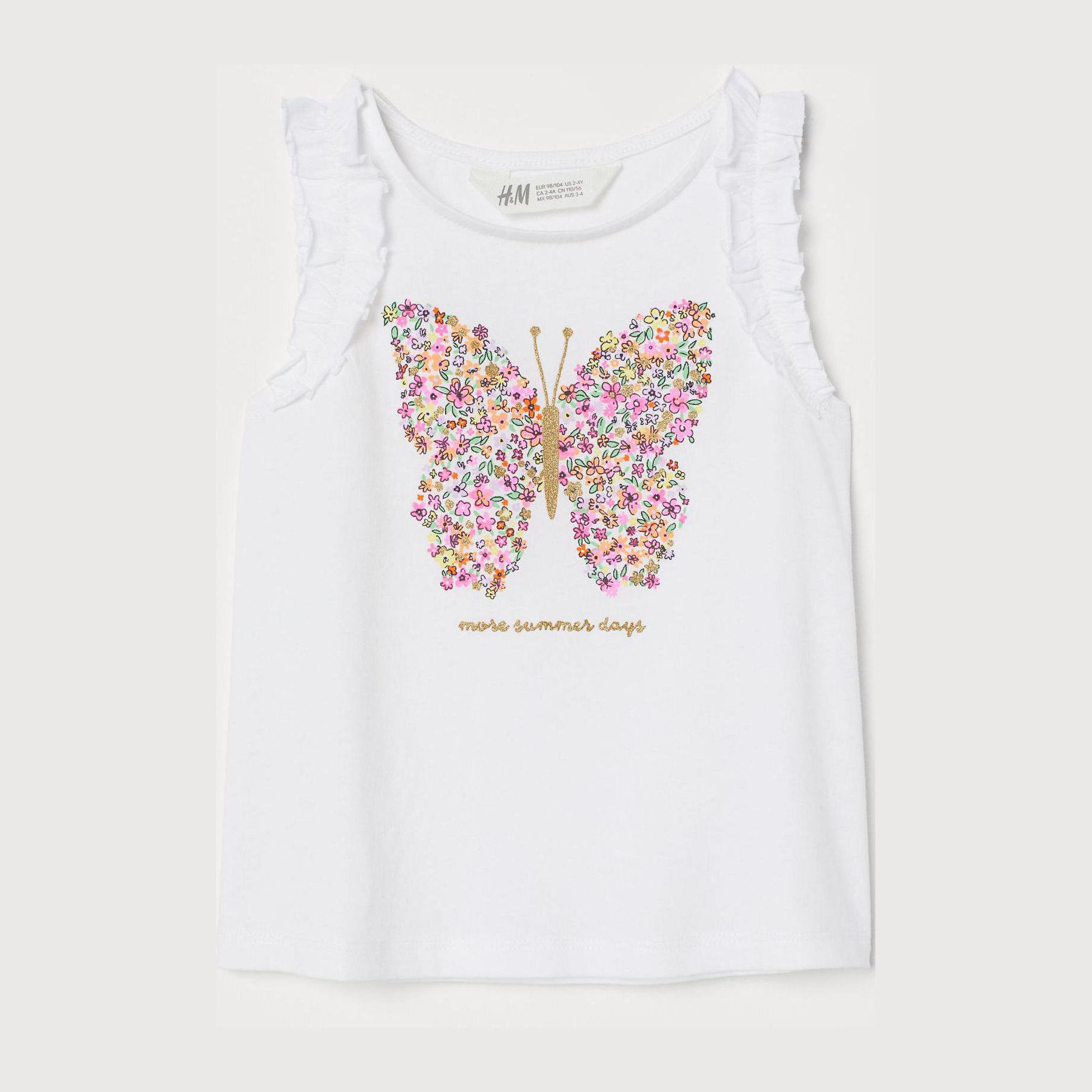 

Майка H&M 2212-8061921 98-104 см Белый/Бабочка