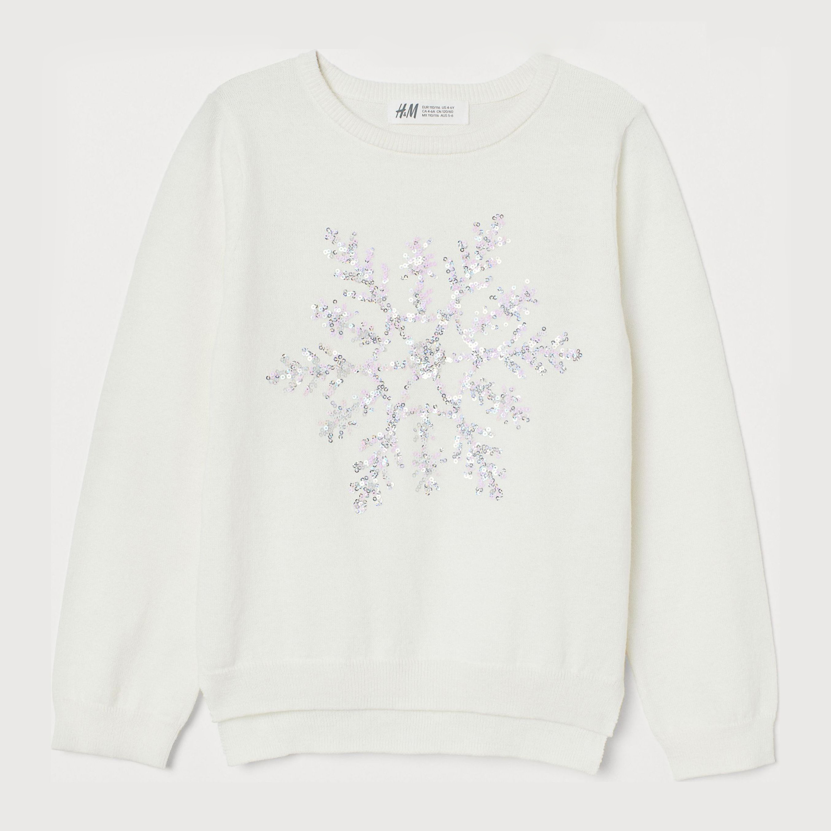 

Джемпер H&M 7398890 110-116 см Белый/Снежинка
